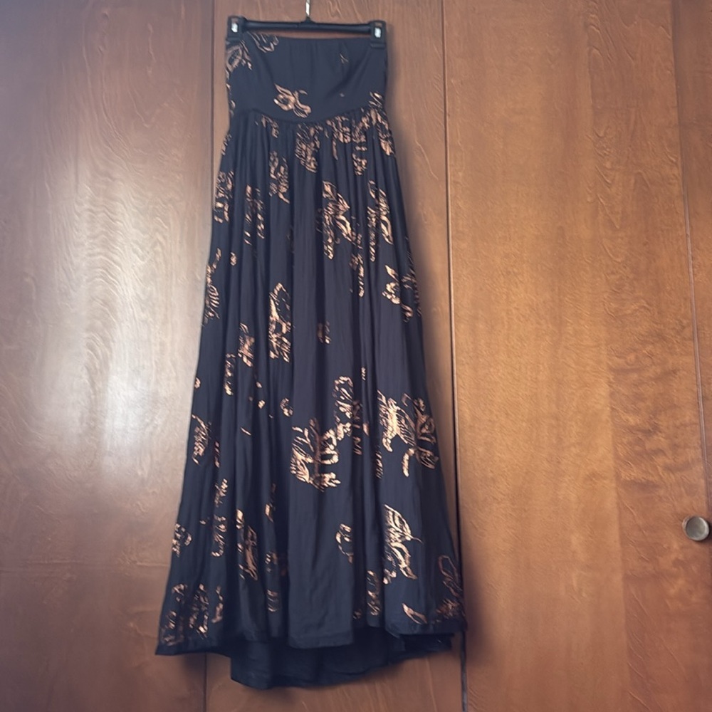 Free People Baja Babe Strapless Midi  Black Combo Copper Foil Sz   Ret $168 EUC - Picture 5 of 10